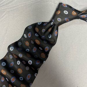 Men’s Chelsea Robert Talbott Black Orange Geometric Designer Regular Silk Tie